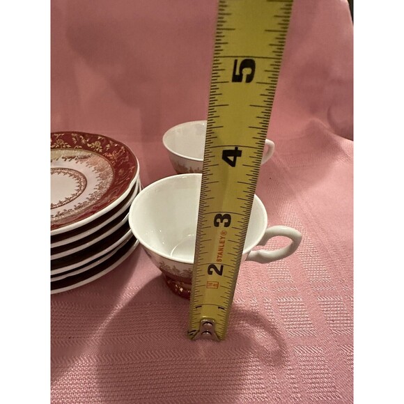 VNTG Set of 6 Porcelana SCHMIDT Brasil Espresso Cups -Multicolor Burgundy Gold - Picture 12 of 12